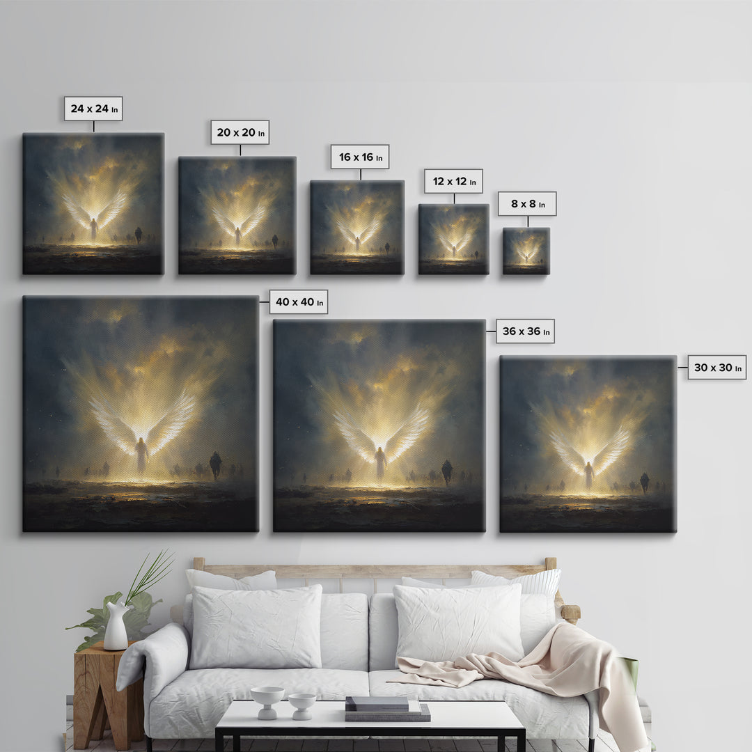 Radiant Angel With Golden Wings Canvas Print, Spiritual Wall Art, Fantasy Artwork, Christian Gift, Dramatic Home Decor, Fine Art Print