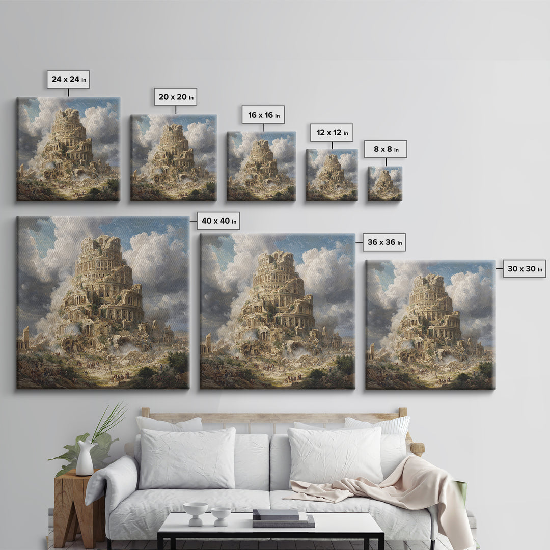 Tower Of Babel Ruins Canvas Print, Biblical Architecture Wall Art, Classical Painting, Historical Decor, Large Art Print