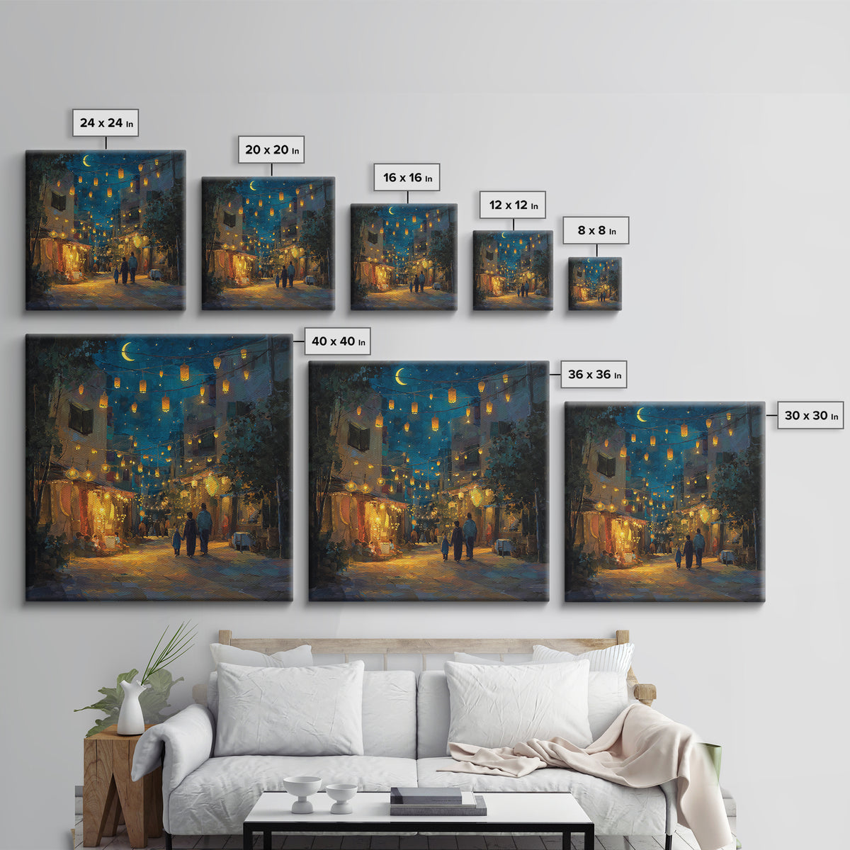 Moonlit Lantern Bazaar Wall Art, Middle Eastern Night Market Print, Ramadan Decor, Travel Poster, Warm Boho Home Decor Gift
