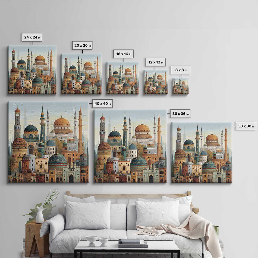 Ornate Islamic Mosque Domes Wall Art, Arabic Architecture Canvas Print, Middle Eastern Decor, Ramadan Gift, Gallery Print