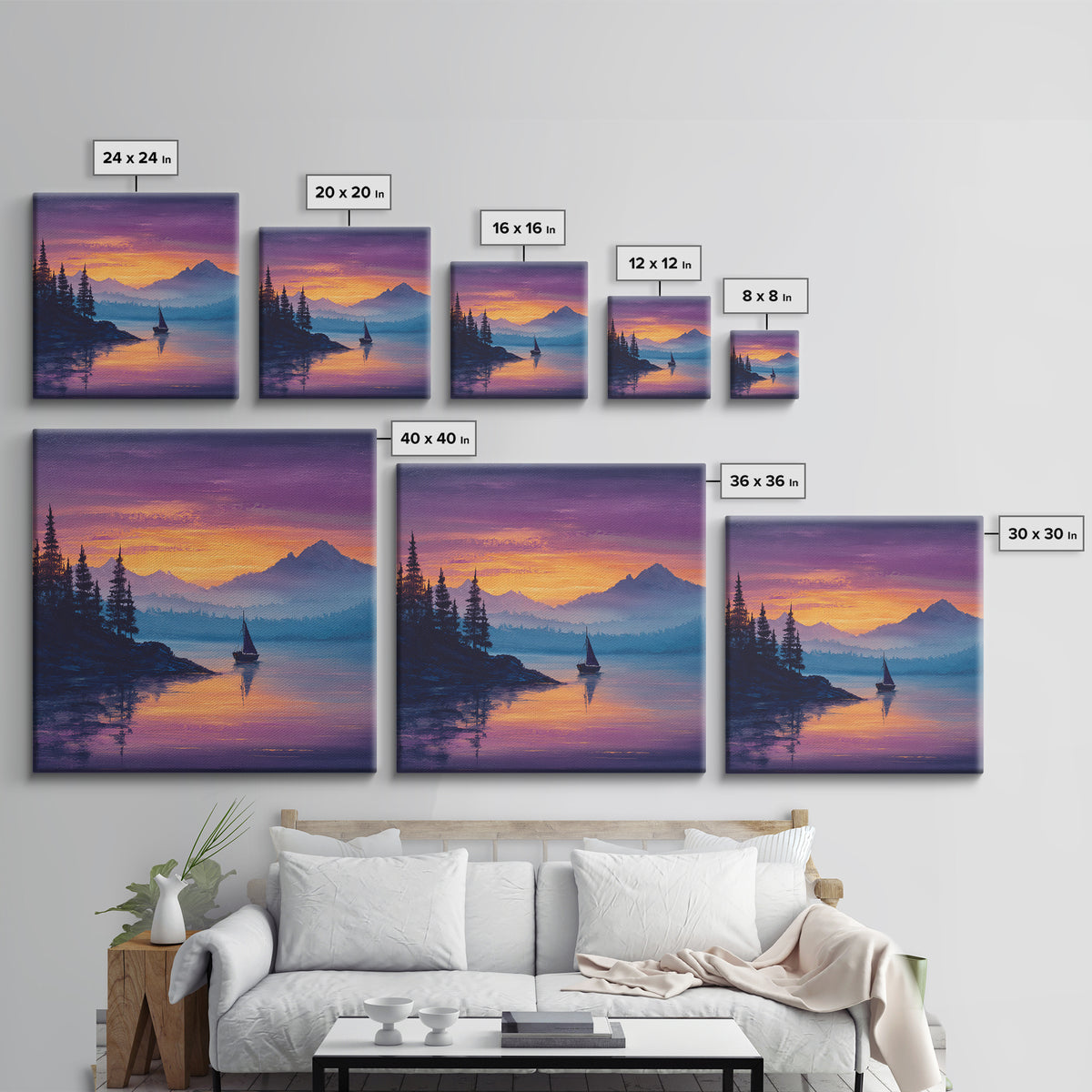 Cosmic Blue Night Mountain Landscape Wall Art Framed Canvas Print Spiritual Home Decor For Living Room And Meditation Space