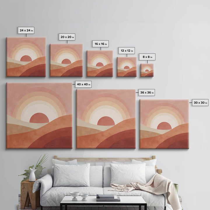 Terracotta Desert Sunset Rainbow Hills Wall Art, Boho Abstract Landscape Print, Warm Earth Tone Living Room Decor, Housewarming Gift