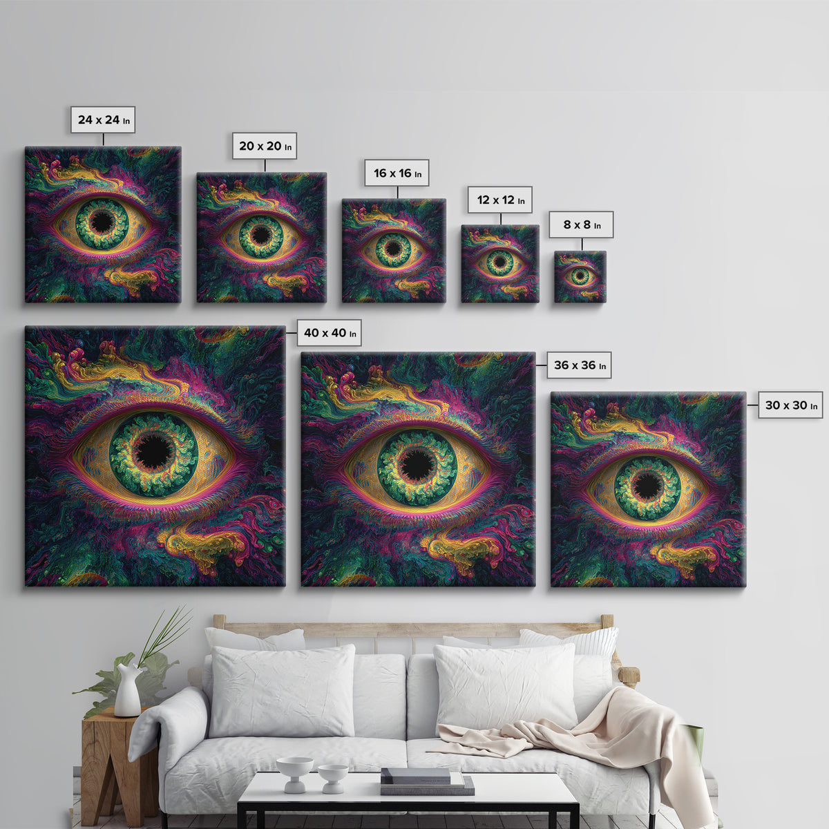 Psychedelic Cosmic Eye Abstract Wall Art, Trippy Colorful Visionary Canvas Print, Mystical Boho Room Decor
