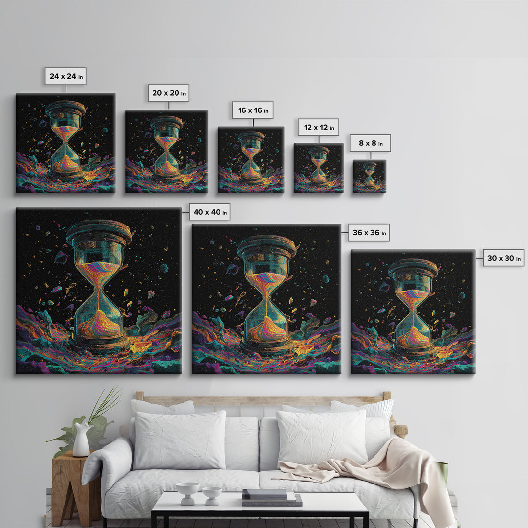 Cosmic Hourglass Surreal Space Art Wall Art Print, Colorful Abstract Painting, Modern Home Decor Canvas Print