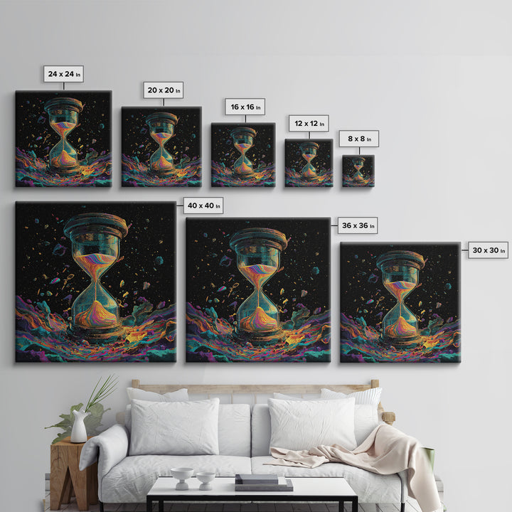 Cosmic Hourglass Surreal Space Art Wall Art Print, Colorful Abstract Painting, Modern Home Decor Canvas Print