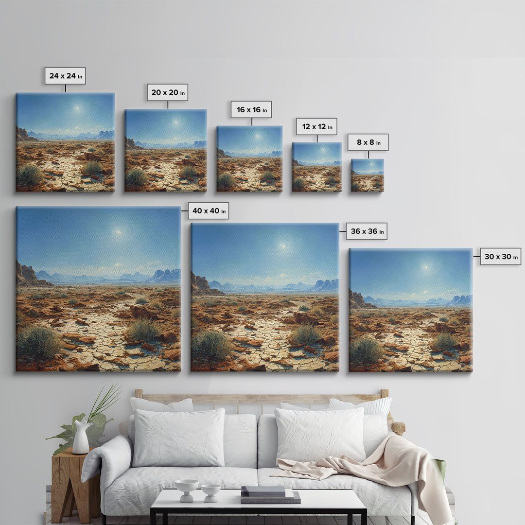 Sunlit Desert Plain Landscape Wall Art Print Southwestern Painting Rustic Nature Artwork For Living Room Decor Office Wall Art