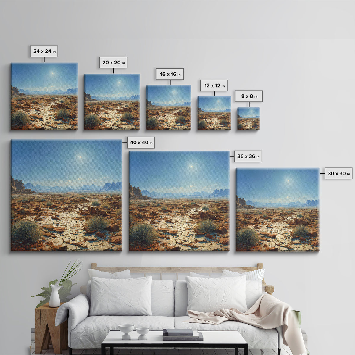 Sunlit Desert Plain Landscape Wall Art Print Southwestern Painting Rustic Nature Artwork For Living Room Decor Office Wall Art