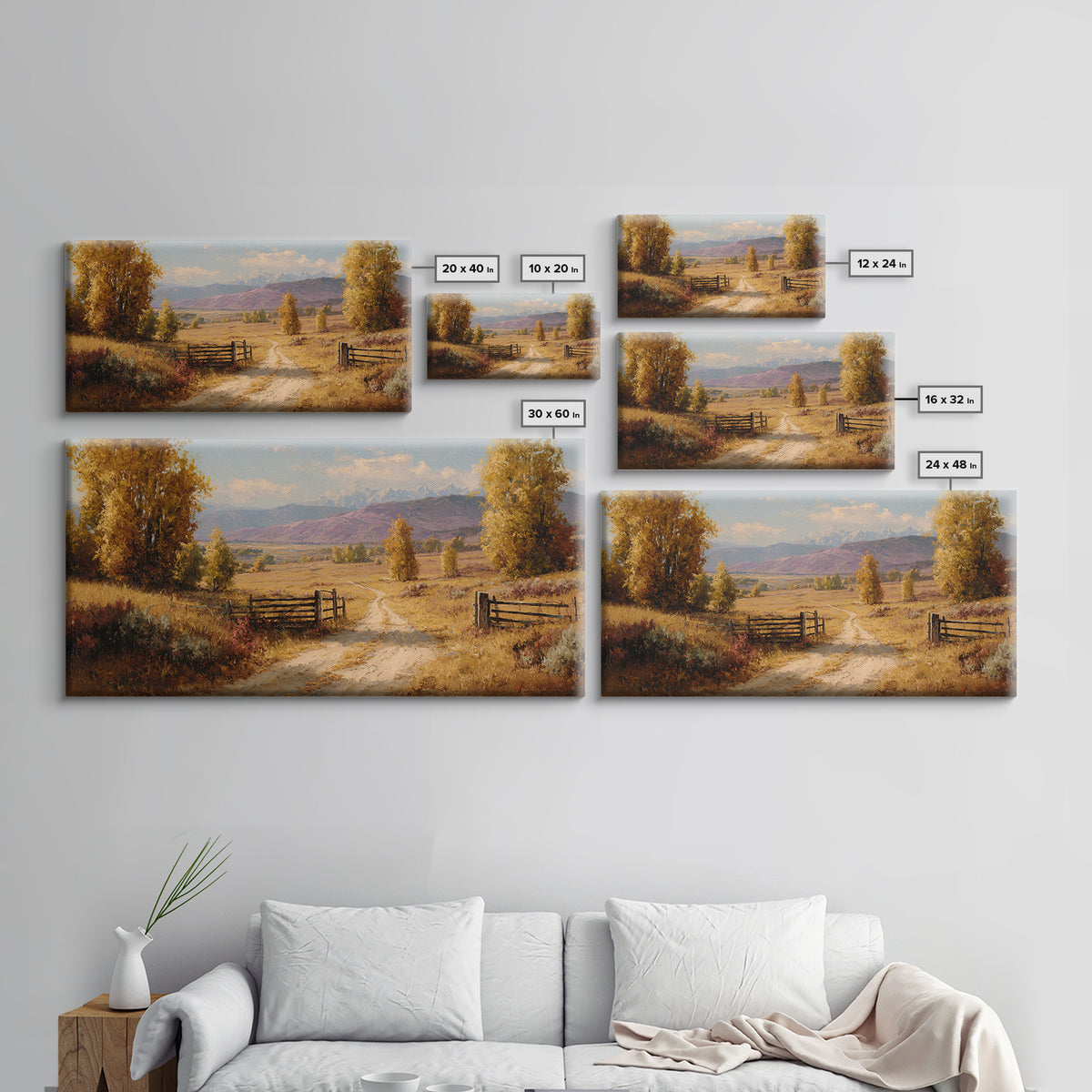 Autumn Landscape With Pathway And Rustic Fence Wall Art Canvas Print For Living Room Decor And Nature Lovers