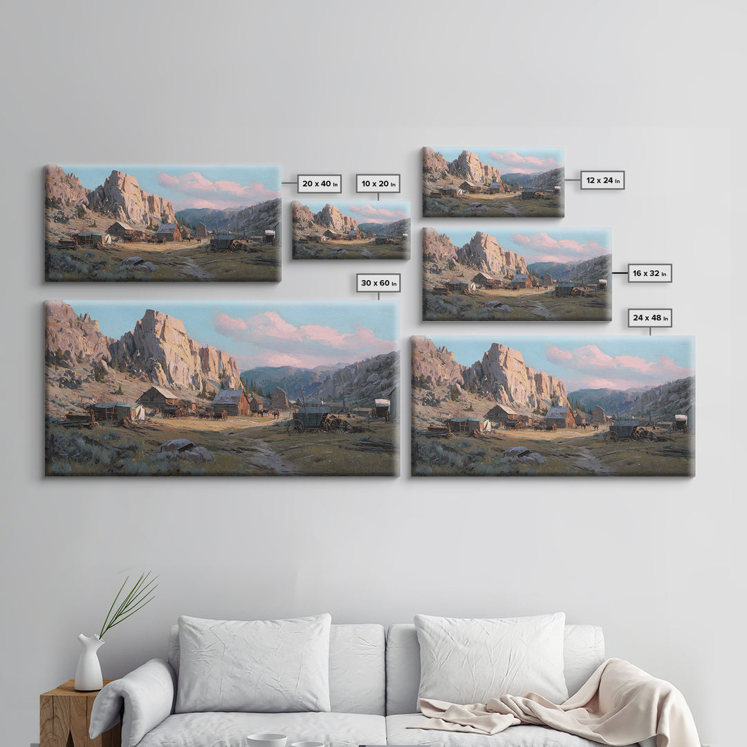 Rustic Mountain Valley Landscape With Flowering Meadow And Farmhouse Wall Art