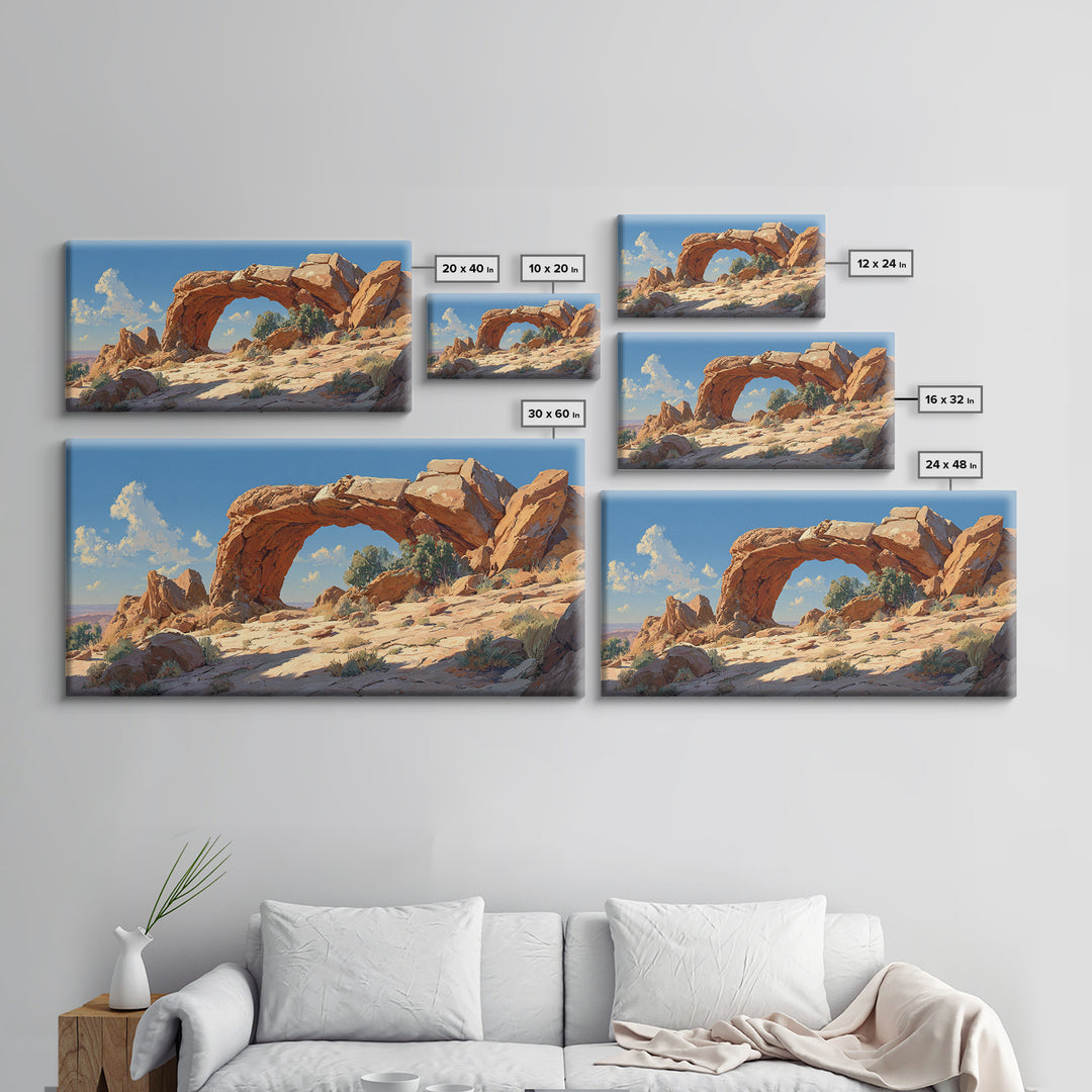 Majestic Natural Rock Arch Landscape Wall Art Print Stunning Canyon View Large Framed Canvas Print For Rustic Home Decor