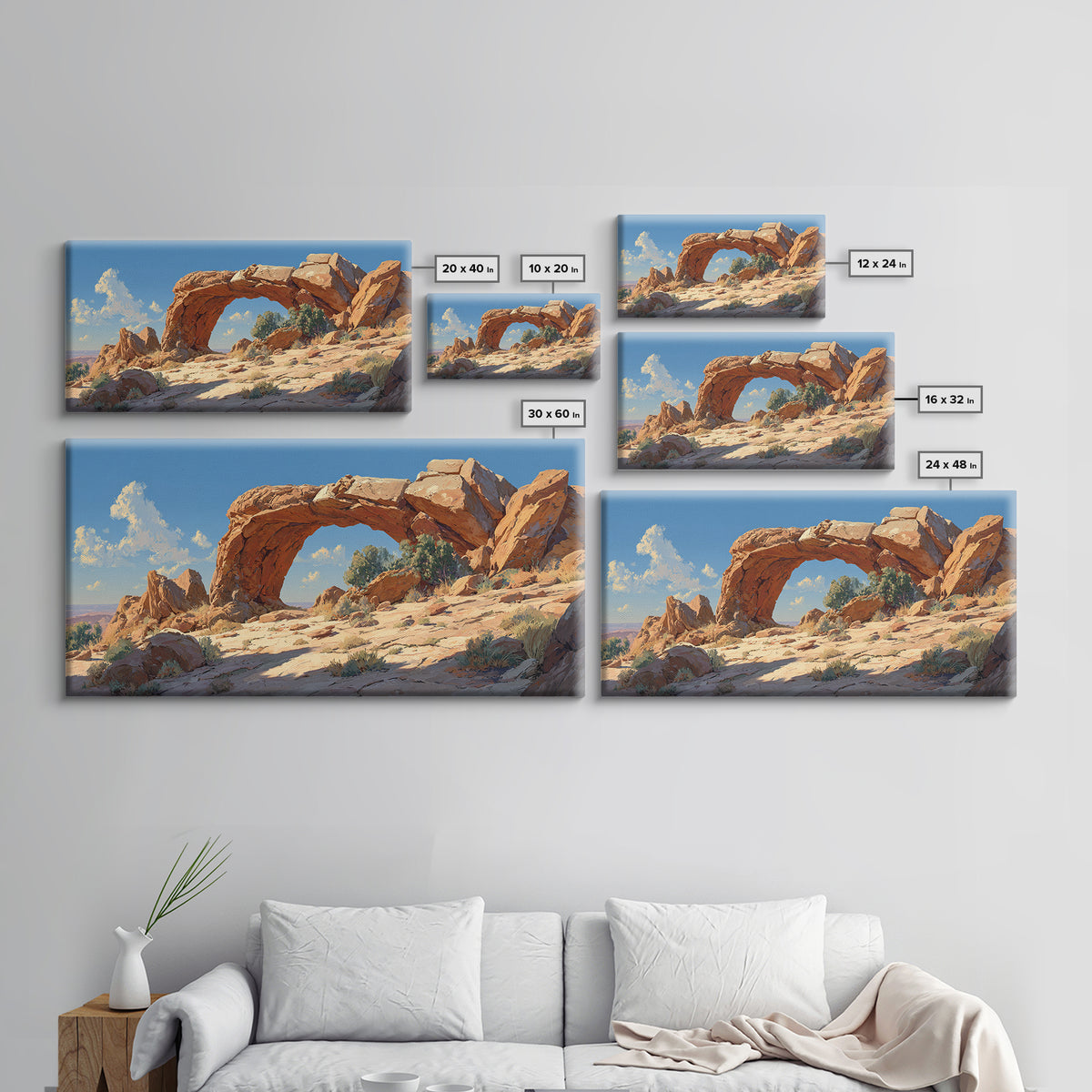 Majestic Natural Rock Arch Landscape Wall Art Print Stunning Canyon View Large Framed Canvas Print For Rustic Home Decor