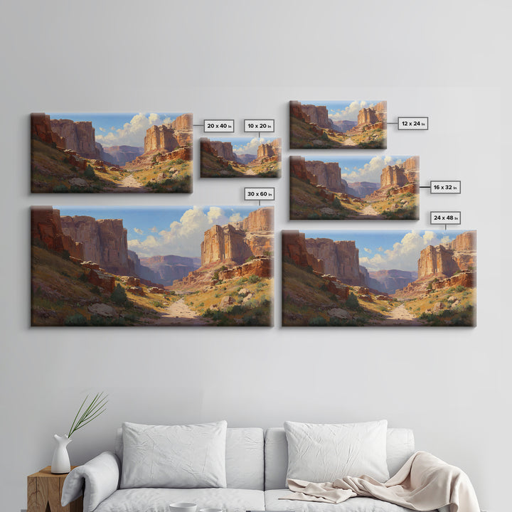 Expansive Canyon Landscape Wall Art Featuring Rocky Terrain And Vast Horizon Framed Canvas Print For Rustic Home Or Office Decor