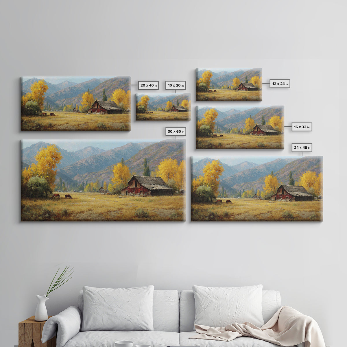 Stunning Autumn Mountain Landscape With Rich Foliage Wall Art Print For Rustic Living Room Decor Canvas Print