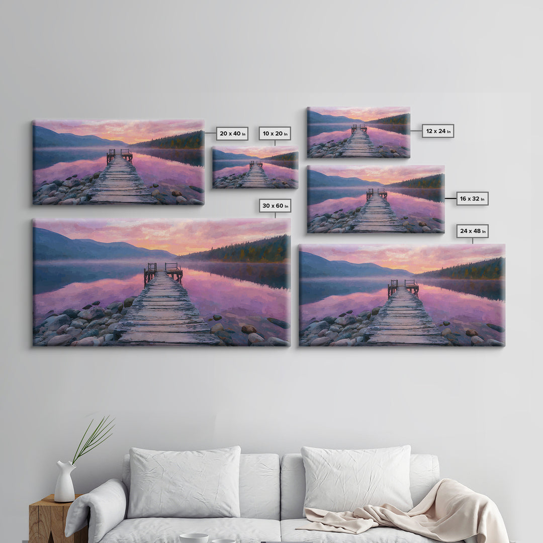 Serene Traditional Asian Temple Lit At Night With Misty Mountains Landscape Wall Art Canvas Print For Zen Decor