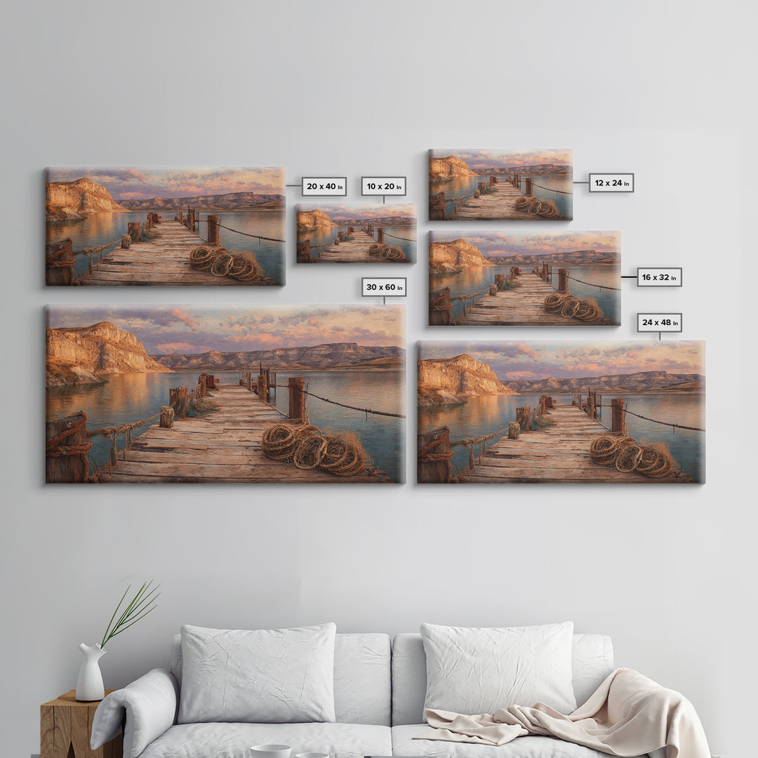 Scenic Tropical Beach Sunset Digital Art Canvas Print Bright Vibrant Colorful Wall Art Coastal Home Decor