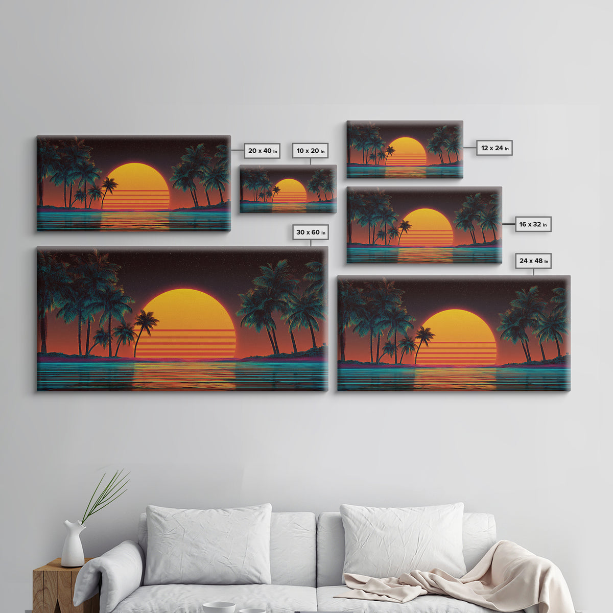 Beautiful Golden Sunset Over Ocean Calm Waves Large Wall Art Modern Coastal Canvas Print For Living Room And Bedroom Beach Decor