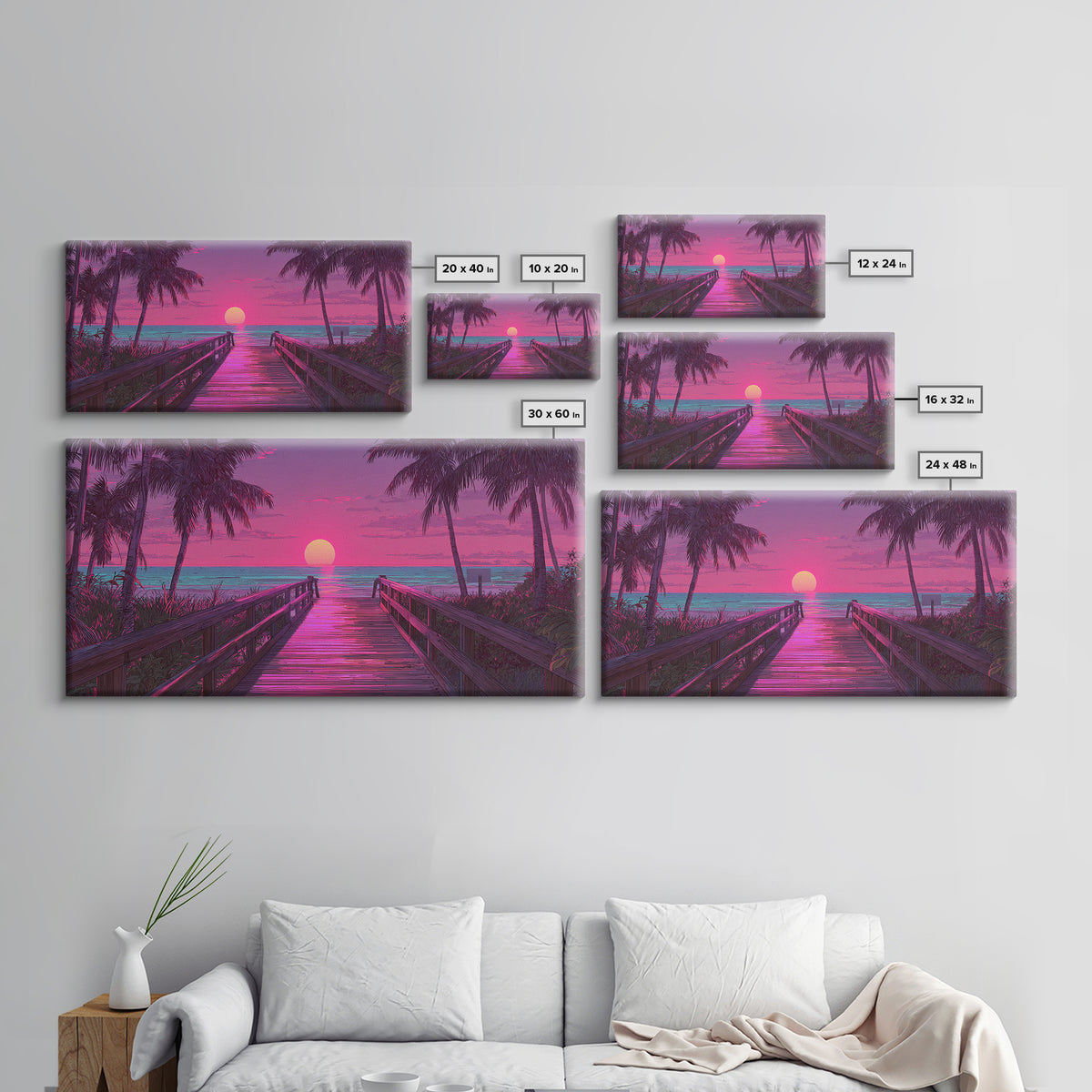 Sunset Silhouette Of Heron Standing In Lake Calm Waters Serene Nature Original Oil Painting Wall Art Print