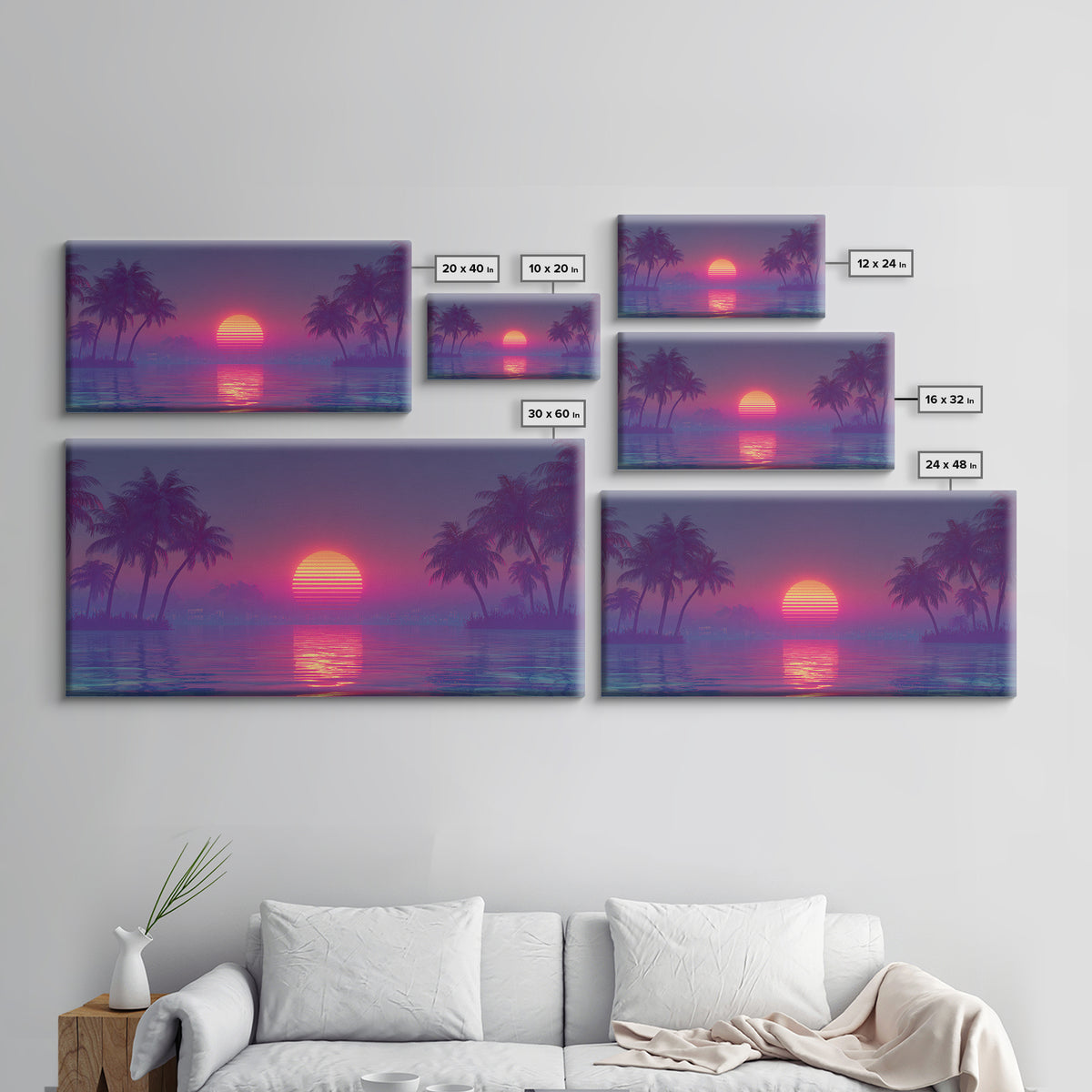 Vibrant Neon Cityscape At Night With Reflective Streets Urban Wall Art Canvas Print For Modern Living Room And Office Decor