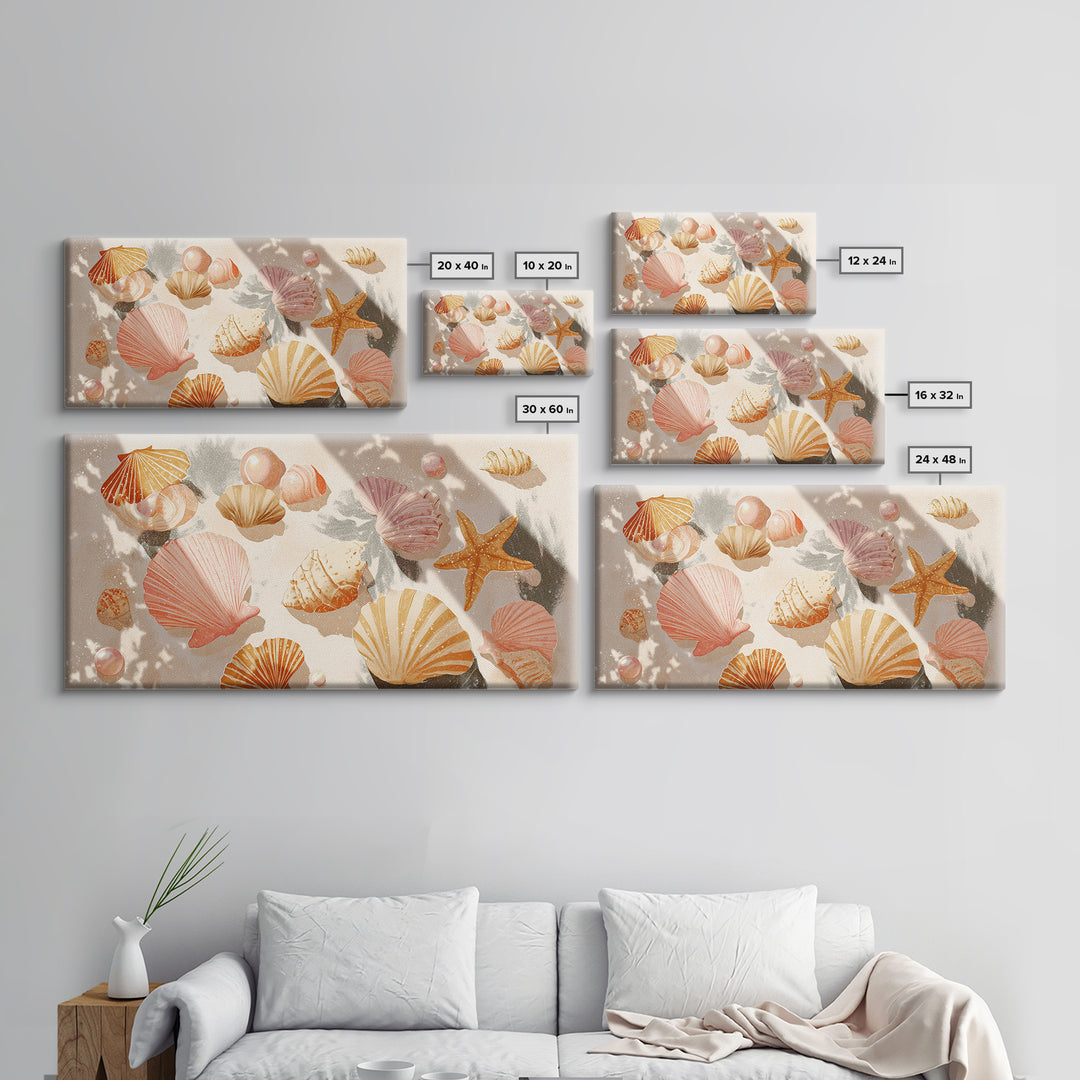 Pink Seashell Coastal Wall Art, Beach House Decor, Nautical Wall Art, Ocean Wall Decor, Coastal Bathroom Decor, Canvas Print