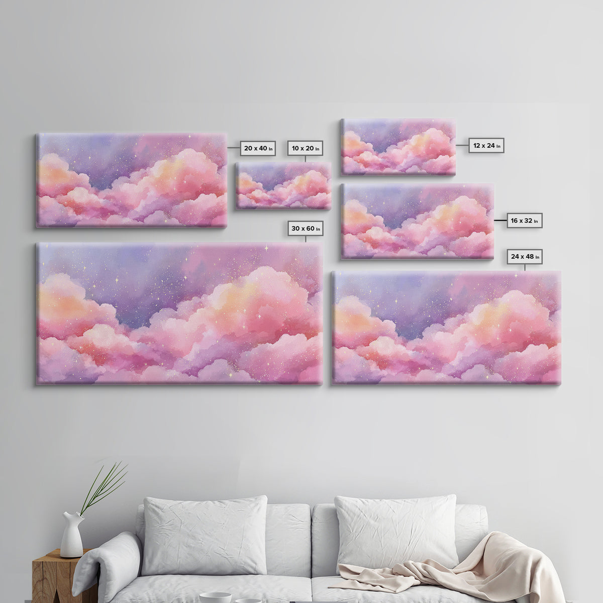 Pink Purple Cloudscape Wall Art, Pastel Celestial Decor, Dreamy Bedroom Wall Art, Nursery Wall Art, Whimsical Canvas Print