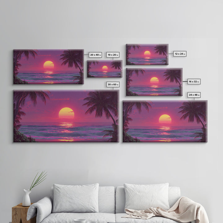 Tropical Beach Sunset With Palm Trees Vibrant Coastal Wall Art Canvas Print For Home Decor And Tropical Beach House