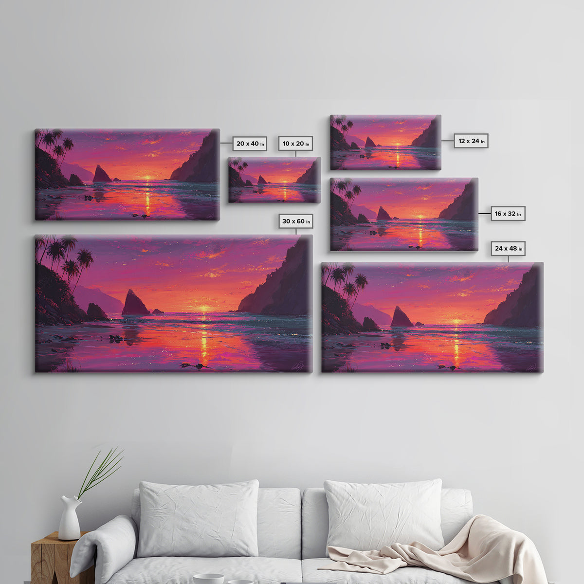 Vibrant Sunset Over Rocky Coastal Landscape Framed Canvas Print Large Wall Art For Modern Living Room And Contemporary Home Decor