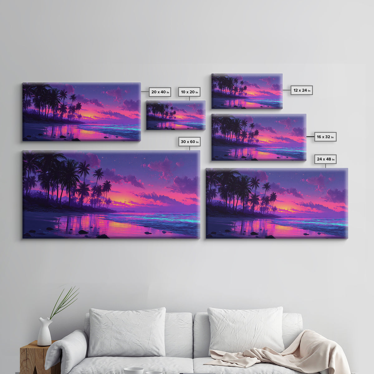 Vivid Neon Crystal Lotus Flower Surrounding Meditating Buddha Bright Spiritual Wall Art Canvas Print