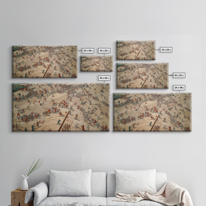 Medieval Battlefield Panorama Wall Art, Historic Army Battle Print, Detailed War Map Decor, Large Office Canvas Artwork, Gift For Him