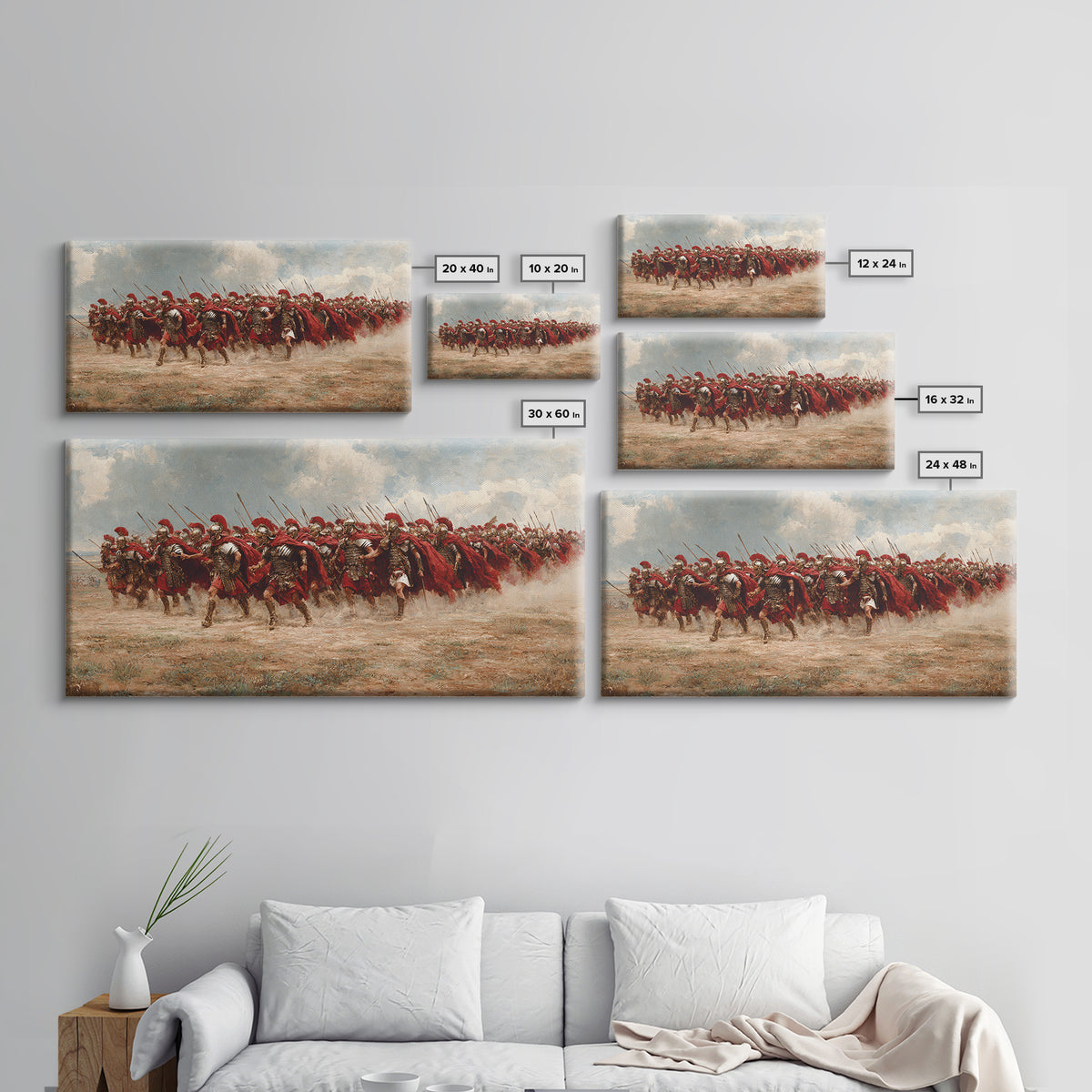 Roman Cavalry Charge Across Dusty Field Canvas Print, Historical Art, Horse Wall Art, Western Decor, Large Wall Art, Living Room Decor