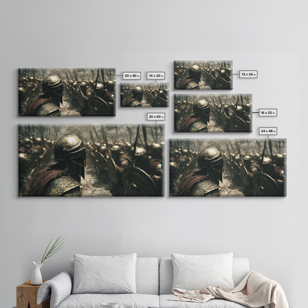 Epic Realistic Ancient Spartan Warrior Battle Scene Oil Painting Canvas Print Large Wall Art For Man Cave And Masculine Home Decor