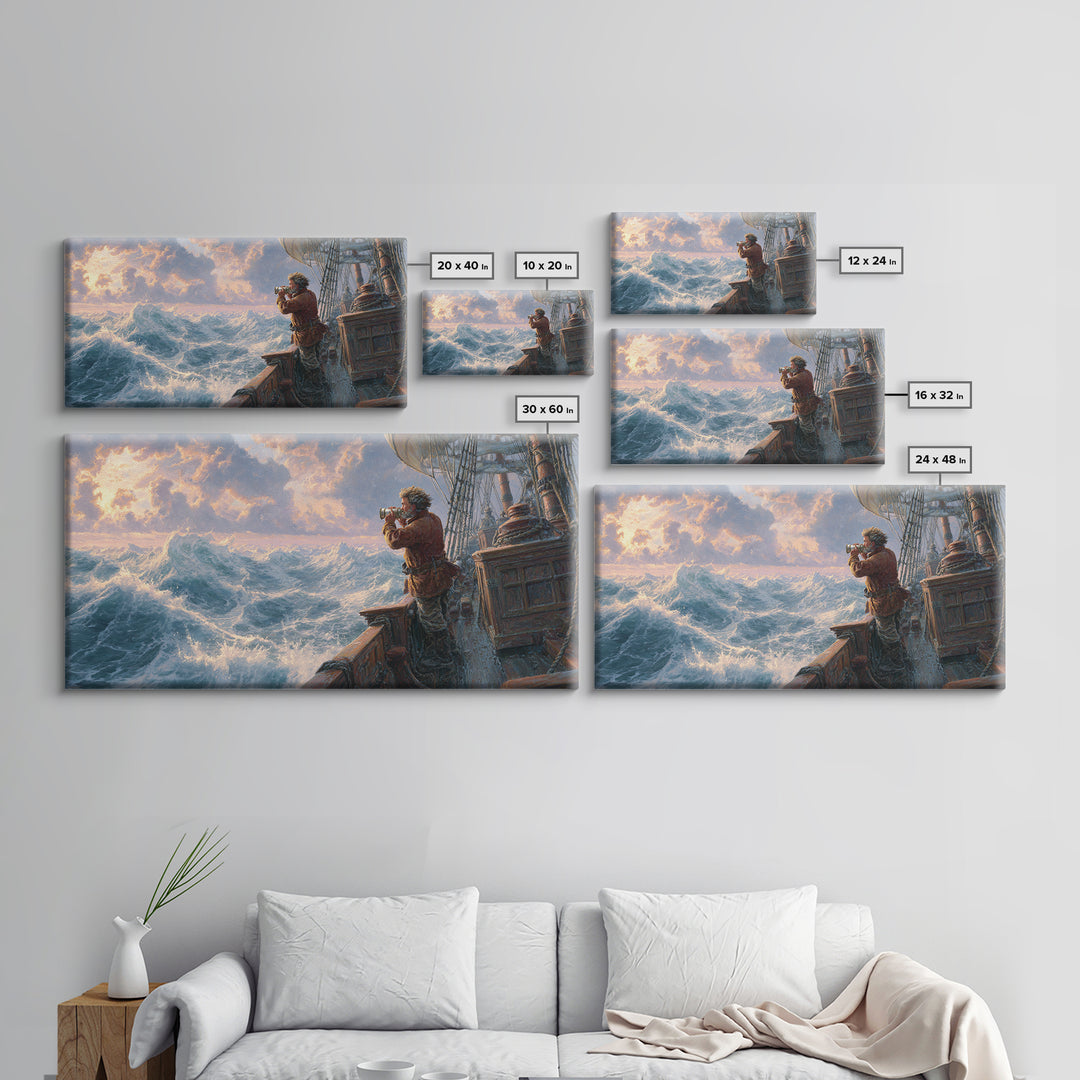 Stormy Ocean Ship Photographer Wall Art, Nautical Seascape Canvas Print, Maritime Decor, Coastal Gift For Him, Large Ocean Wall Decor
