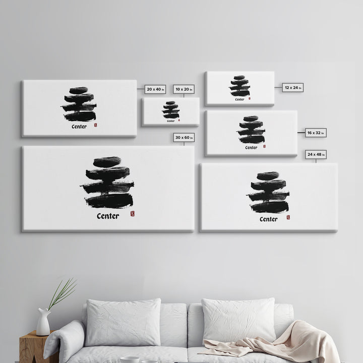 Zen Bamboo Brush Painting Minimalist Wall Art Black And White Ink Illustration Canvas Print Home Decor For Living Room And Office