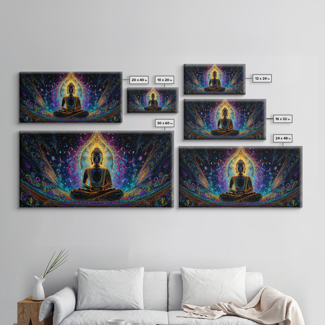 Vibrant Psychedelic Buddha Meditation Canvas Print Spiritual Wall Art Home Decor For Living Room And Yoga Space