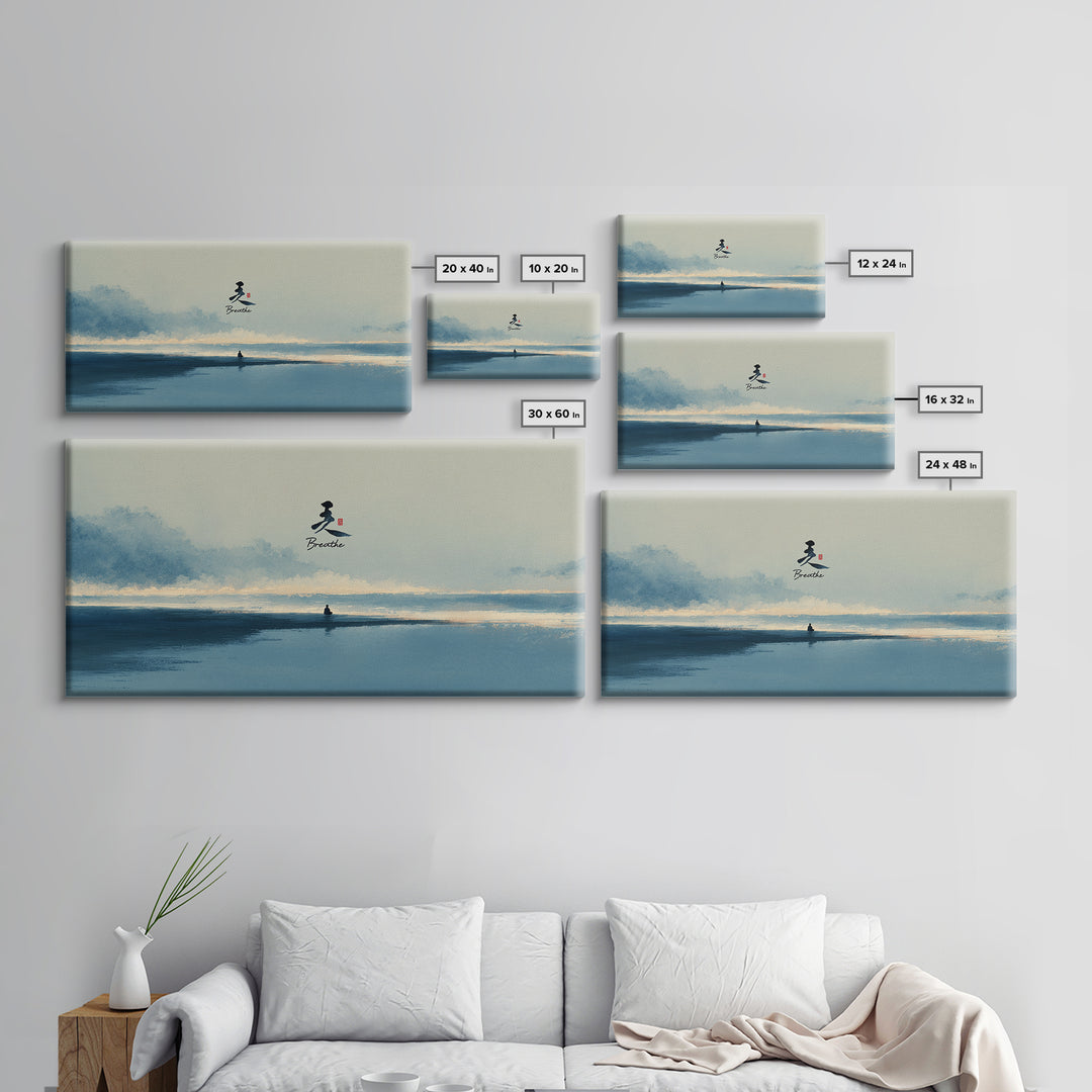 Peaceful Meditative Blue Yoga Mat Minimalist Wall Art For Bedroom Zen Decor And Calming Canvas Print Living Room Decoration