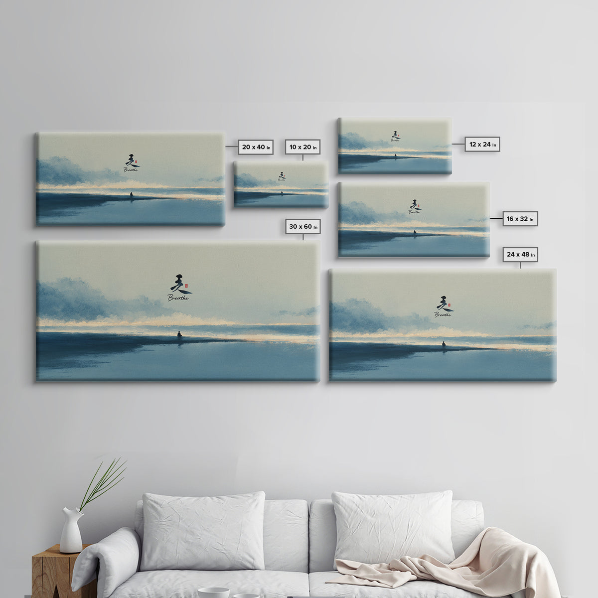 Peaceful Meditative Blue Yoga Mat Minimalist Wall Art For Bedroom Zen Decor And Calming Canvas Print Living Room Decoration