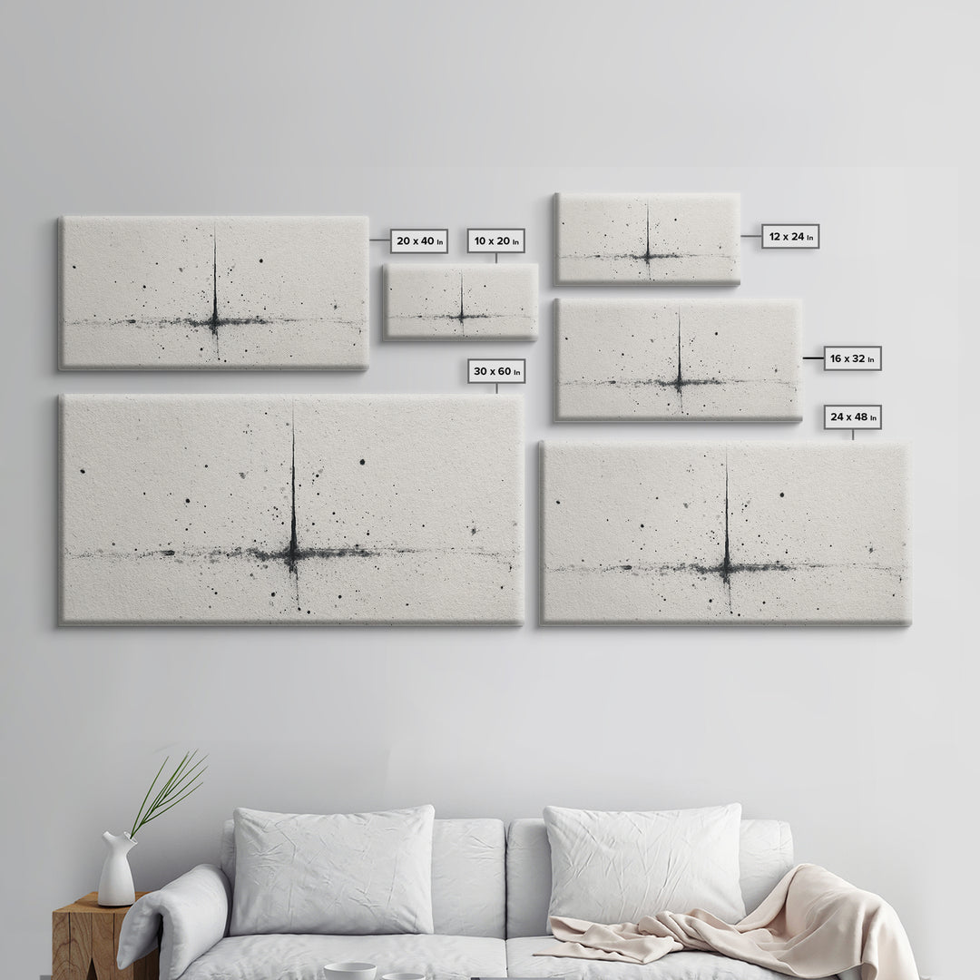 Abstract Black Ink Splatter On Neutral Background Minimalist Wall Art Canvas Print Modern Art For Office And Contemporary Home Decor