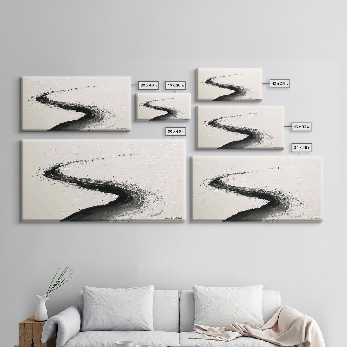 Distinctive Abstract Ink Swirl Black And White Wall Art Canvas Print Minimalist Painting Modern Home Office Decor Gift For Him