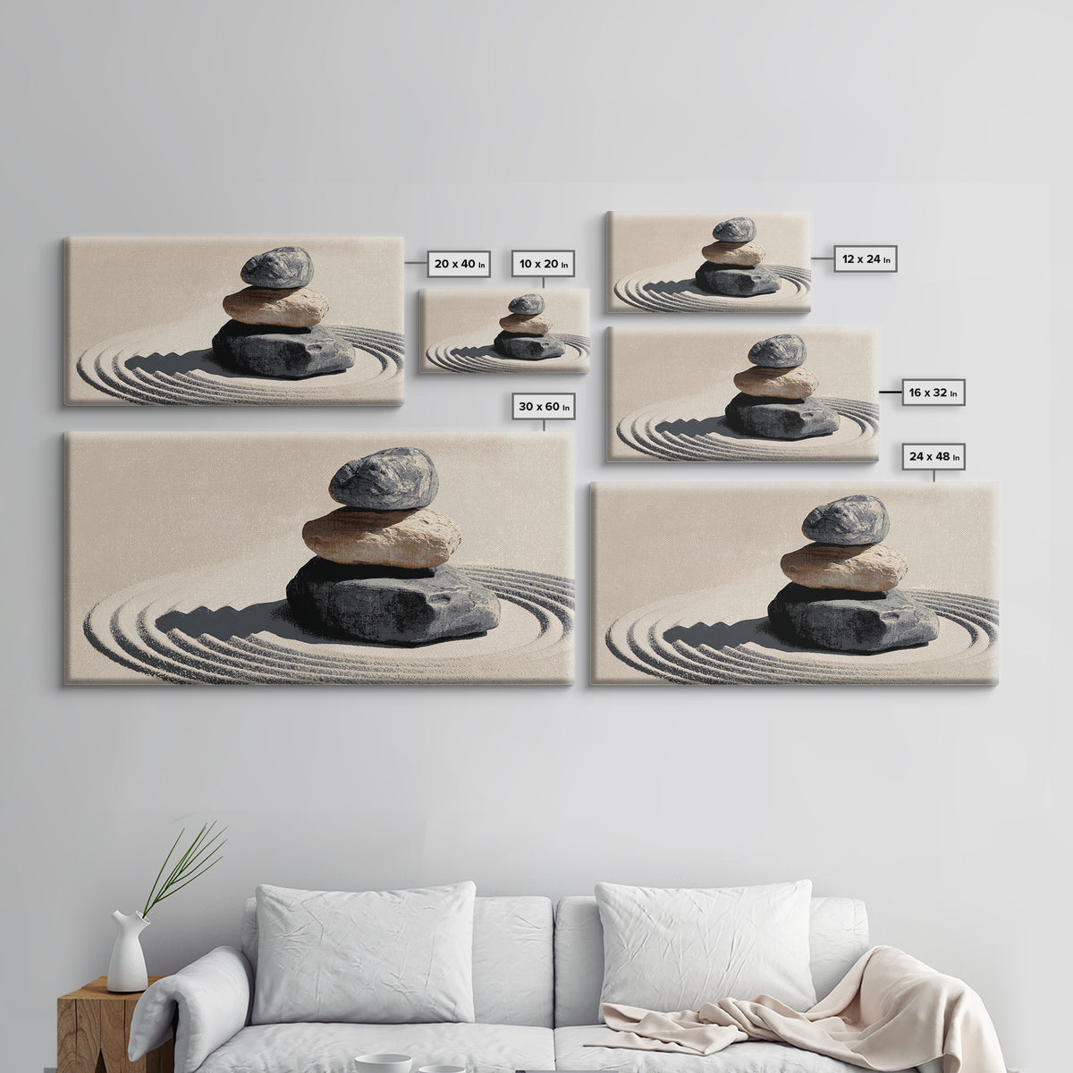 Zen Rock Pyramid Abstract Minimalist Wall Art Painting Canvas Print For Calm Modern Home Decor