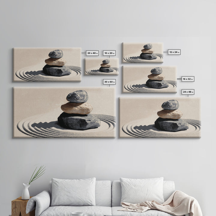 Zen Rock Pyramid Abstract Minimalist Wall Art Painting Canvas Print For Calm Modern Home Decor