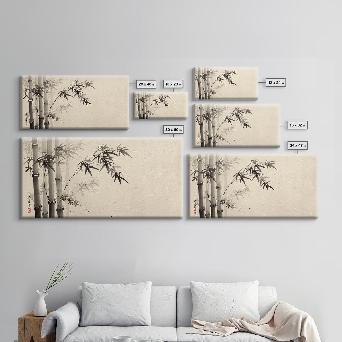 Traditional Ink Bamboo Painting Black And White Wall Art Print For Minimalist Home Decor And Asian Inspired Interior