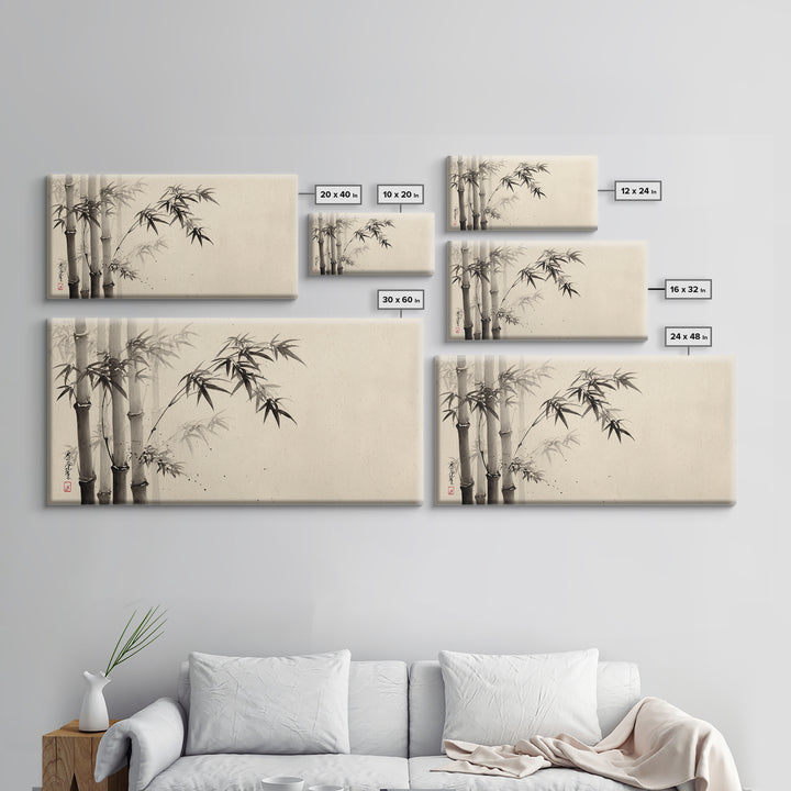 Traditional Ink Bamboo Painting Black And White Wall Art Print For Minimalist Home Decor And Asian Inspired Interior