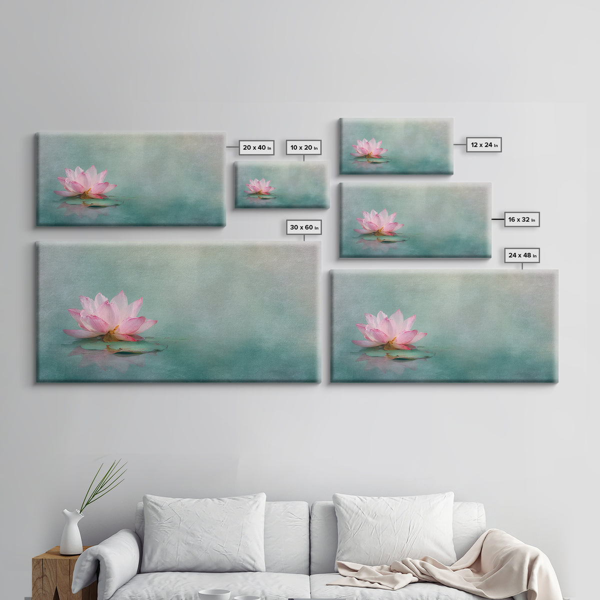 Elegant Pink Lotus Flower On Blue Water Serenity Floral Wall Art Canvas Print For Bedroom Or Living Room Decor