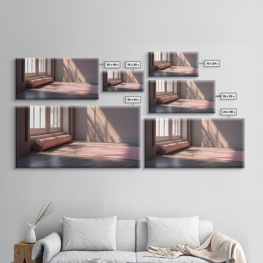 Mystical Digital Landscape With Abstract Mountains And Pyramid Under Glowing Sunset Wall Art For Modern Home Decor Canvas Print
