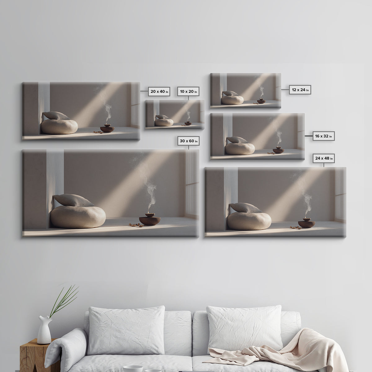 Serene Zen Room Calm Interior Design Wall Art Framed Canvas Print Minimalist Decor Modern Home Decor Relaxation Space Artwork