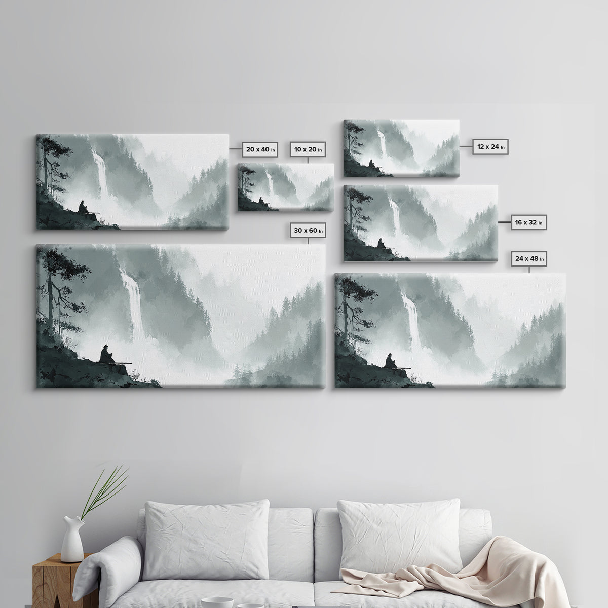Peaceful Lakeside Township At Sunset With Glowing Lights Canvas Print Relaxing Wall Art For Bedroom Living Room Decor