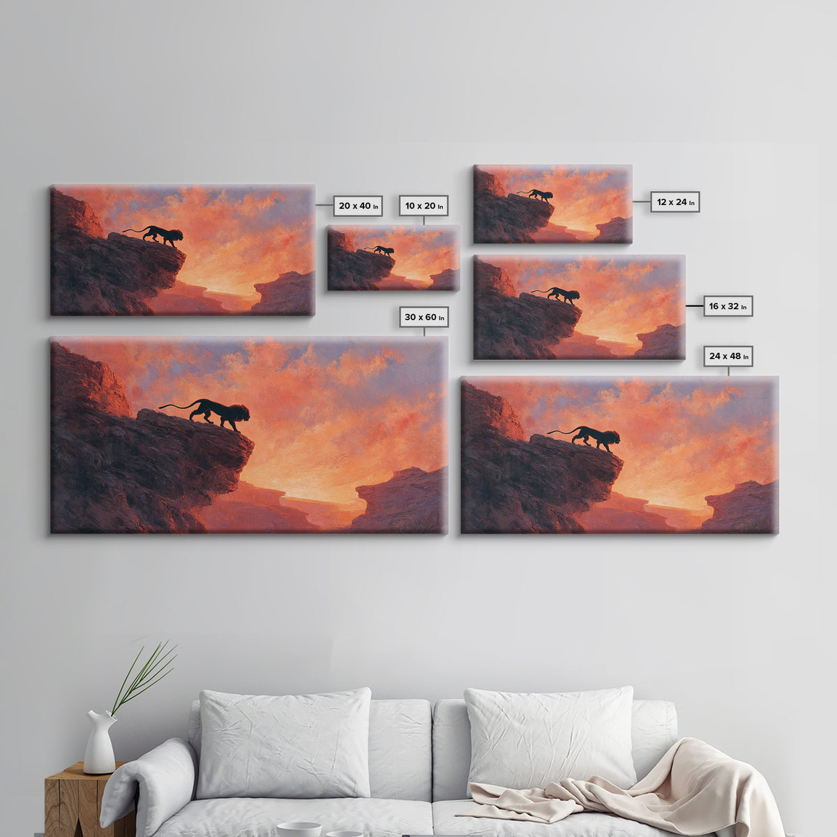 Black Panther Canyon Sunset Wall Art, Wildlife Canvas Print, Southwestern Decor, Big Cat Art, Dramatic Living Room Decor