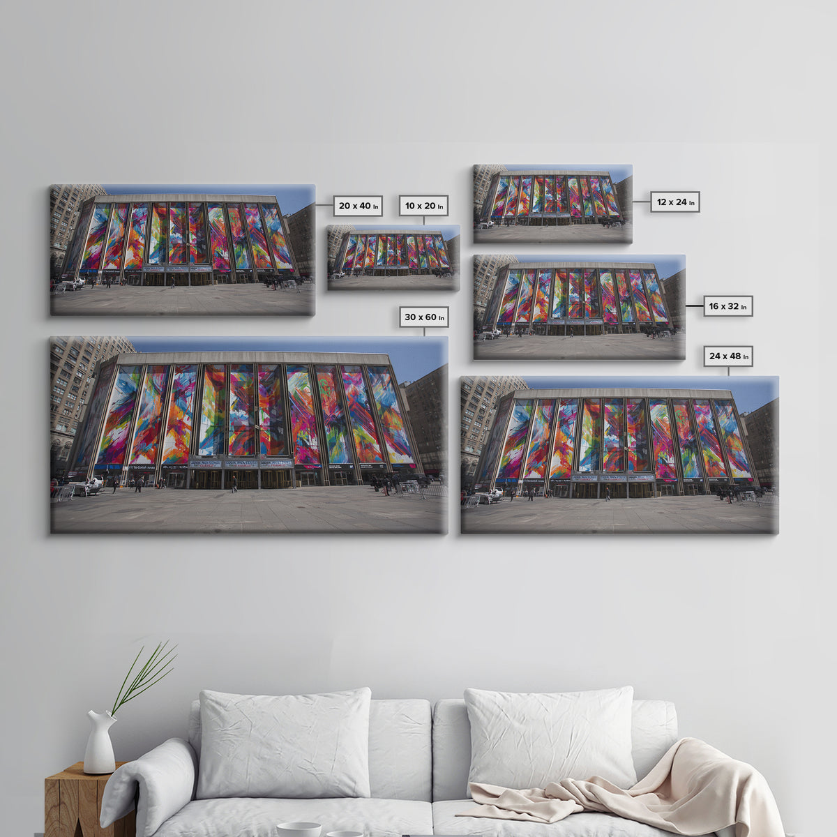 Colorful Modern Glass Building Facade Wall Art, Urban Architecture Canvas Print, Abstract City Decor, Statement Office Art