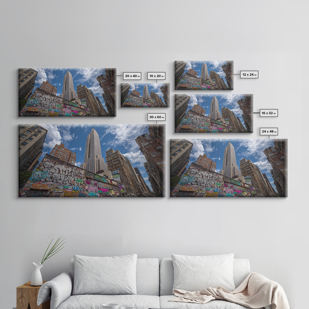 New York Graffiti Alley And Chrysler Building Wall Art, Urban Cityscape Print, NYC Travel Poster, Modern Office Decor For Loft