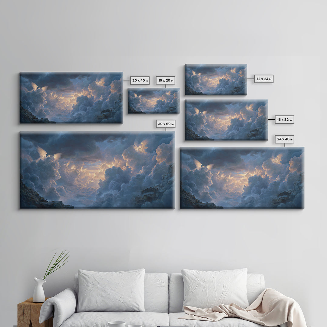 Angelic Cloudscape Heaven Light Wall Art, Celestial Fantasy Landscape, Serene Sky Canvas, Spiritual Home Decor Gift For Her