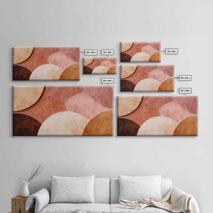 Textured Terracotta Circle Abstract Canvas Print, Earth Tone Wall Art, Modern Organic Decor, Large Neutral Wall Art For Living Room